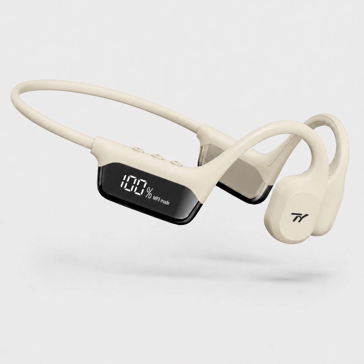 Sand-color TY Swim Pro bone-conduction headphone