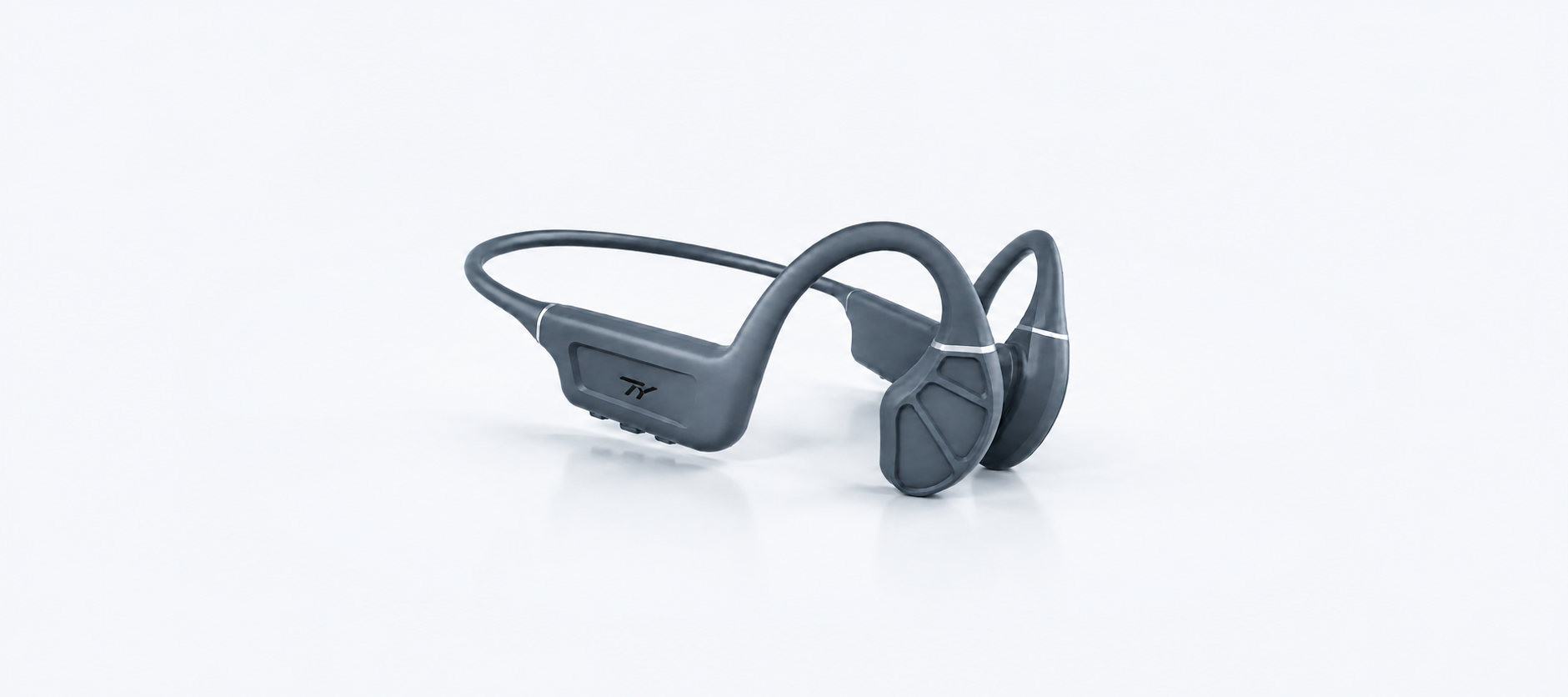 Full graphite TY headset on a pale studio background
