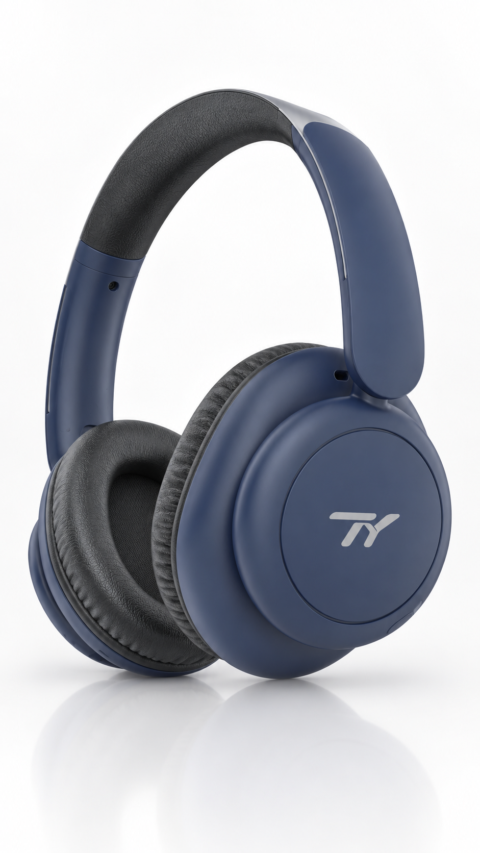 Navy TY Foldable ANC Style 1 headphones with the logo earcup facing forward