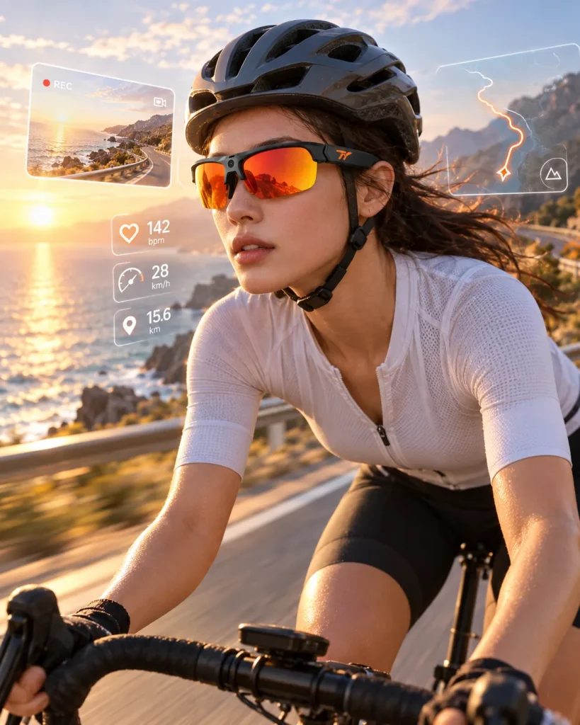 TY AI Glasses Motion 13MP worn in an everyday setting