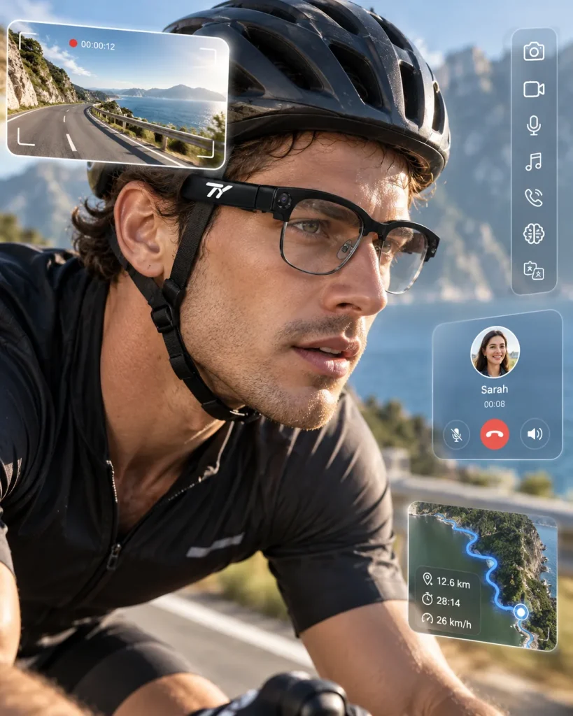 TY AI Glasses E09-B Optical worn in an everyday setting